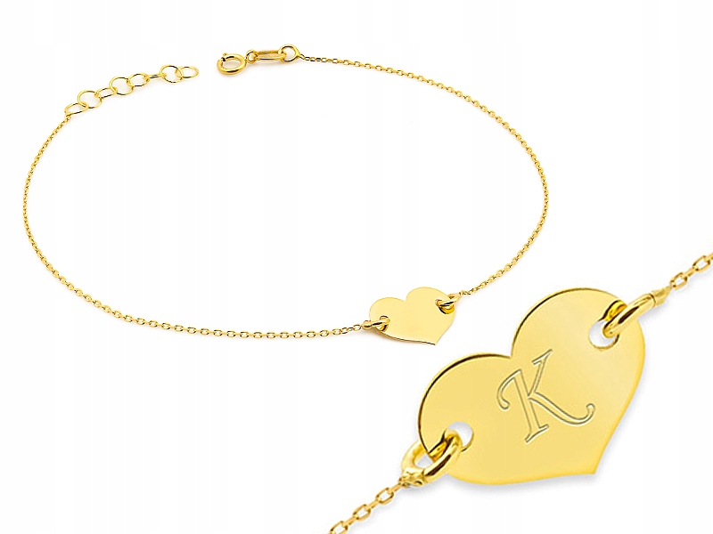 

Złota bransoletka Celebrytka Serce pr. 333 grawer