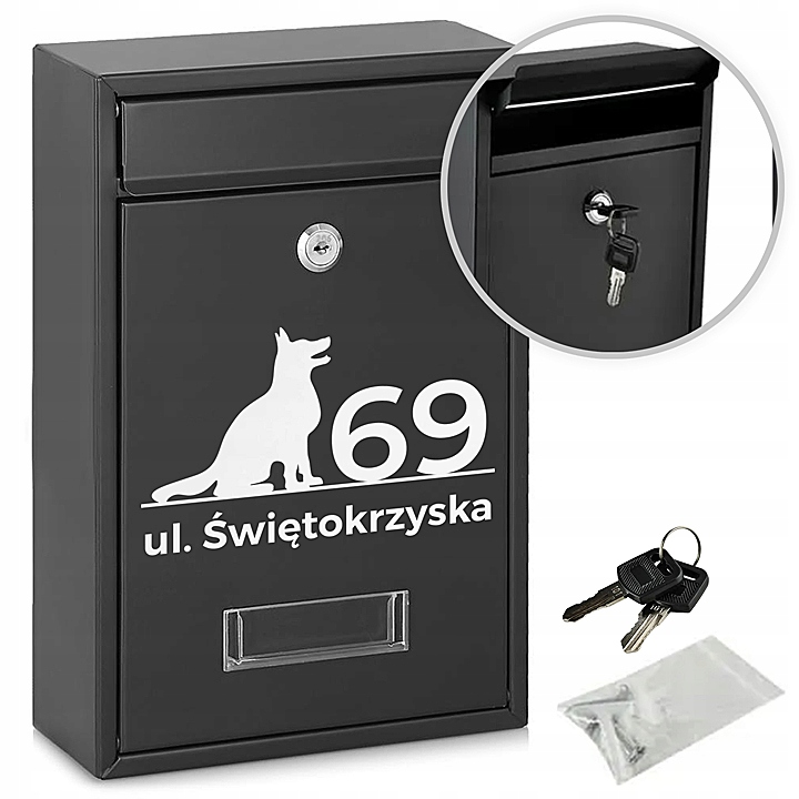 Poštovní Schránka S Adresou A Číslem Domu Nápisem Tisk Uv Potisk Antracit XL
