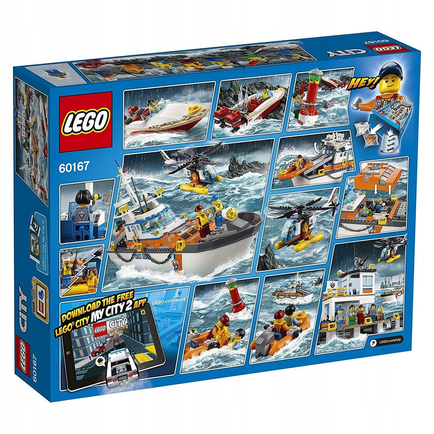 LEGO CITY 60167 Kwatera Straży Przybrzeżnej Statek Helikopter Łódka Rekin Marka LEGO