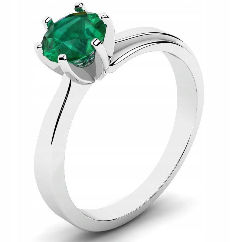 

Pierścionek Z Białego Złota Z Zieloną Cyrkonią 6MM