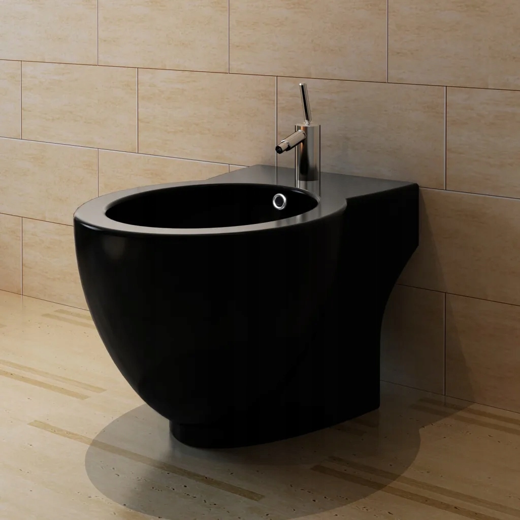 VidaXL Kruhový keramický bidet s otvorom na batériu, voľne stojaci