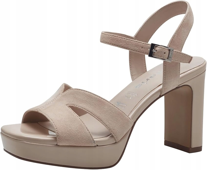 Tamaris Dámské Béžové Sandály Na Podpatku Kožené 41 M0E