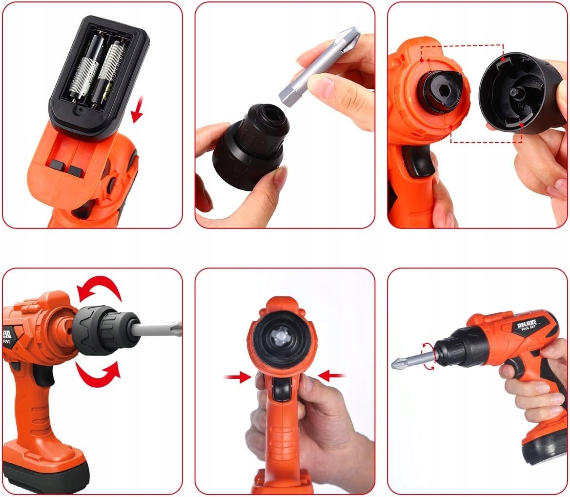 ZESTAW MAJSTERKOWICZA WARSZTAT SKRZYNKA NARZĘDZIA WIERTARKA na BATERIE 65w1 Szerokość produktu 34 cm