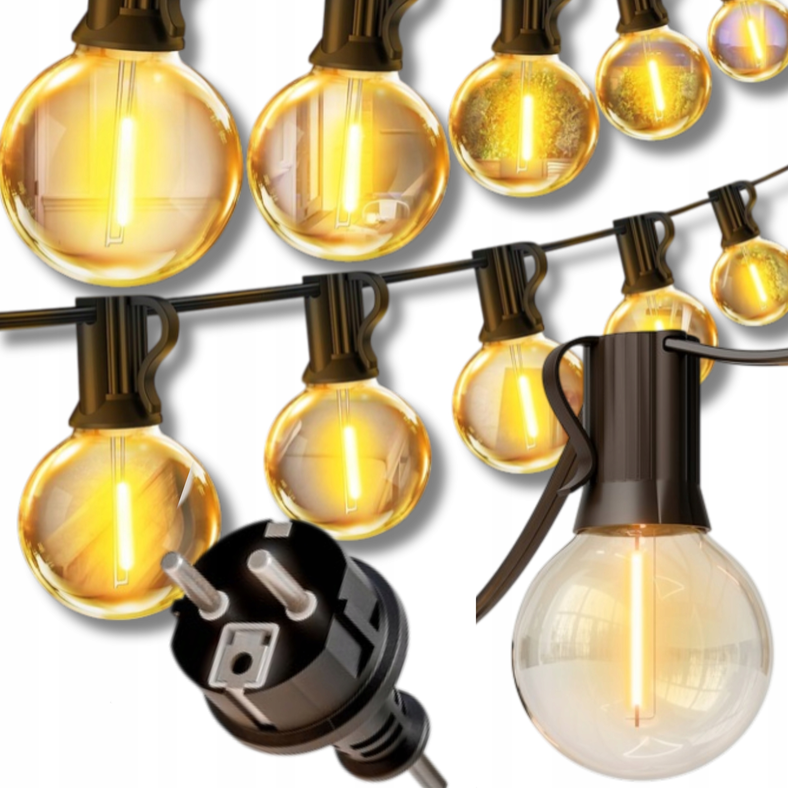 Zahradní Světelná Girlanda Lampy Zahradní Světla 20 M Žárovky Bonus