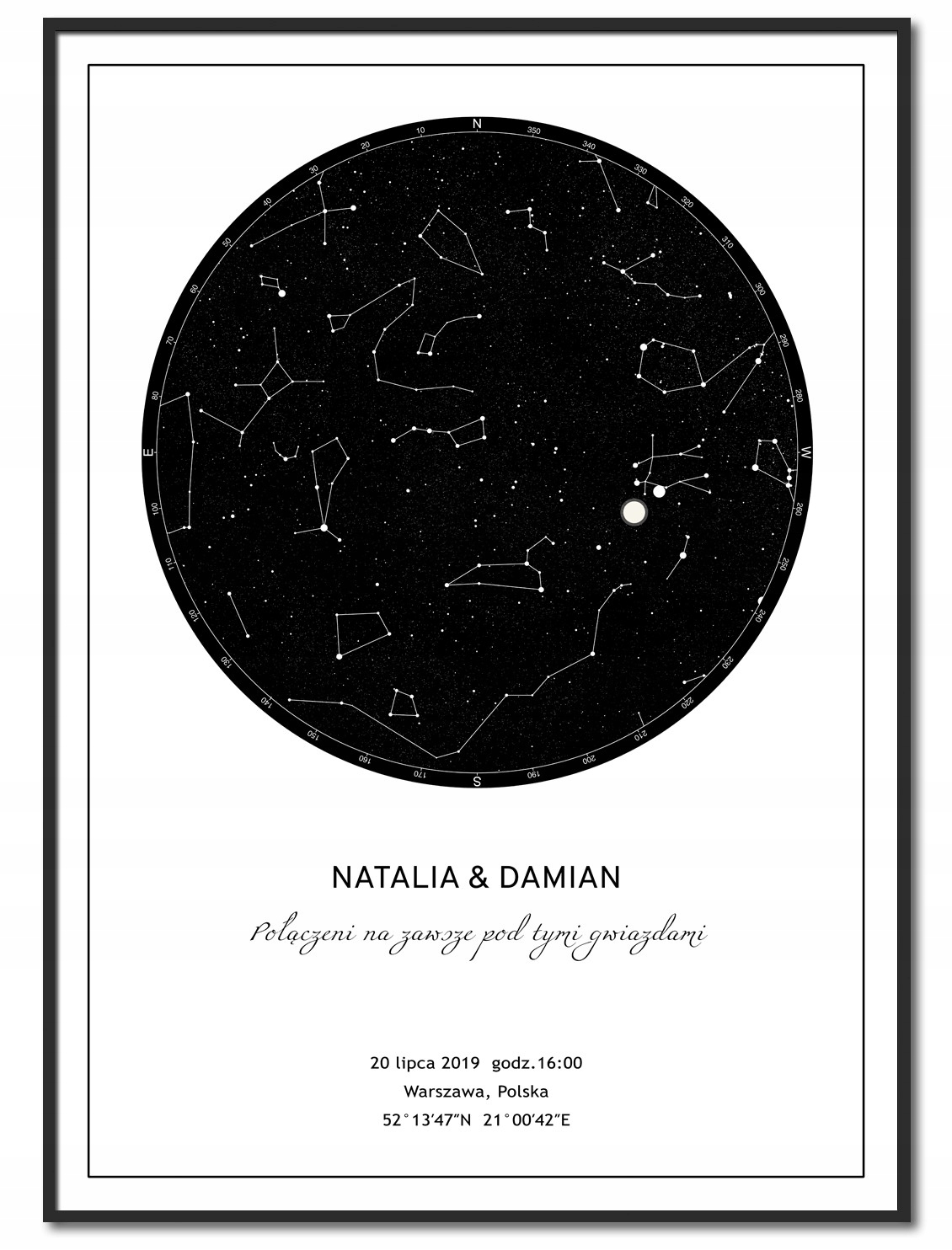 Mapa Nieba Gwiazdy -Plakat spersonalizowany 70x100