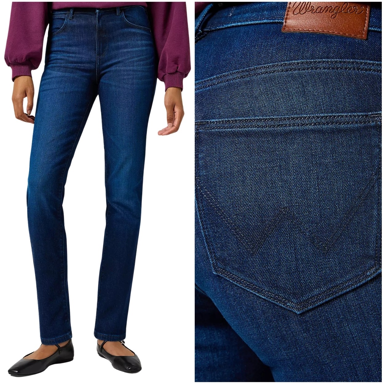 Wrangler Straight Solstice Blue jednoduché dámské džínové kalhoty W29 L32