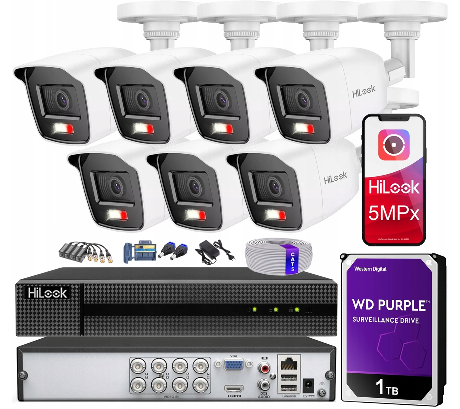Monitorovanie domu 5Mpx kamera TVICAM-B5M-20DL Dvr rekordér 1TB disk