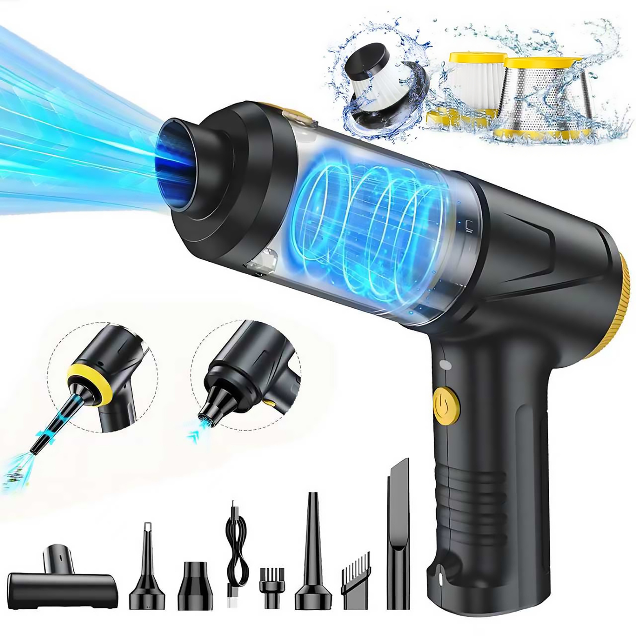 Odkurzacz Ręczny 4w1 z 2 Prędkościami do Samochodu, Domu i Biura