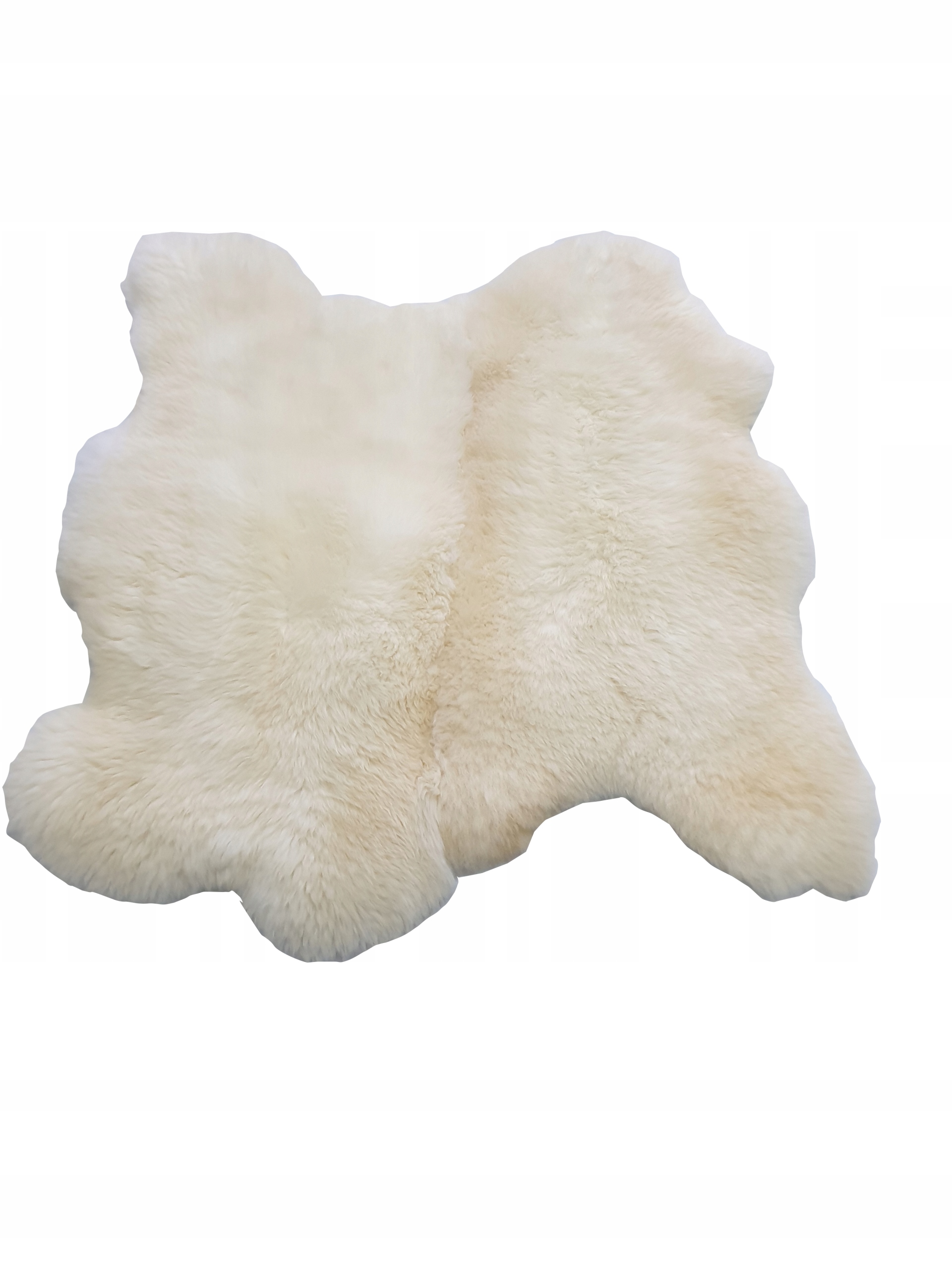 Koberec Dvojka – Ovčia koža zošitá bokom – Biely – L