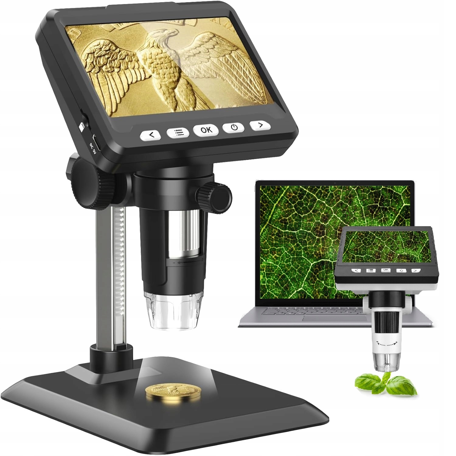 Digitální Mikroskop Se Zvětšením Hd Obrazovka 4,3" 1000x 8xLED 2MP