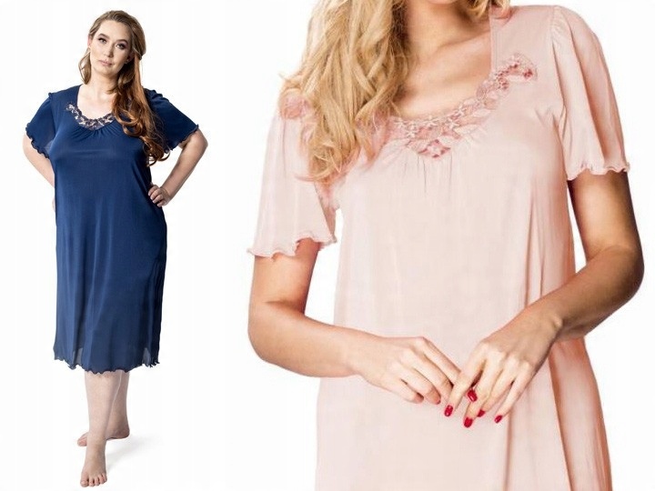 

Koszula nocna 5XL 56 Dla Puszystej Jedwab Różowa