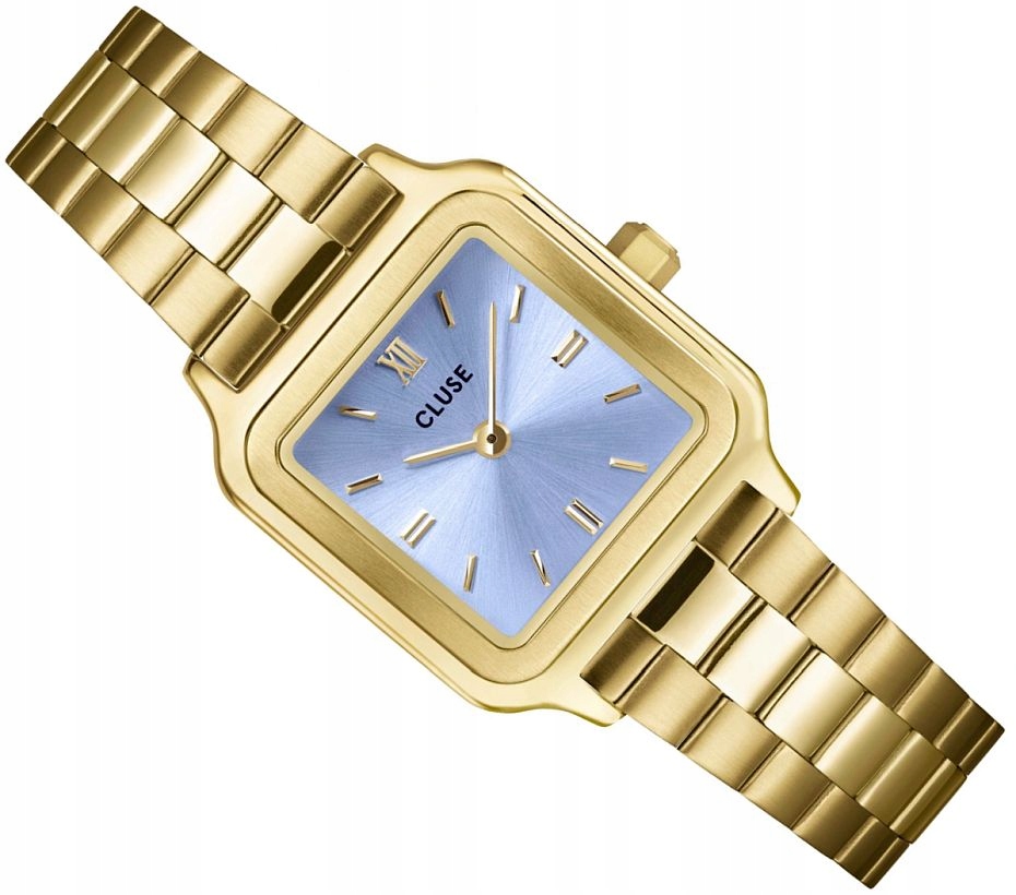 Elegantní A Módní Dámské Hodinky Cluse CW11820 Zlatý Čtverec Lila 24 mm