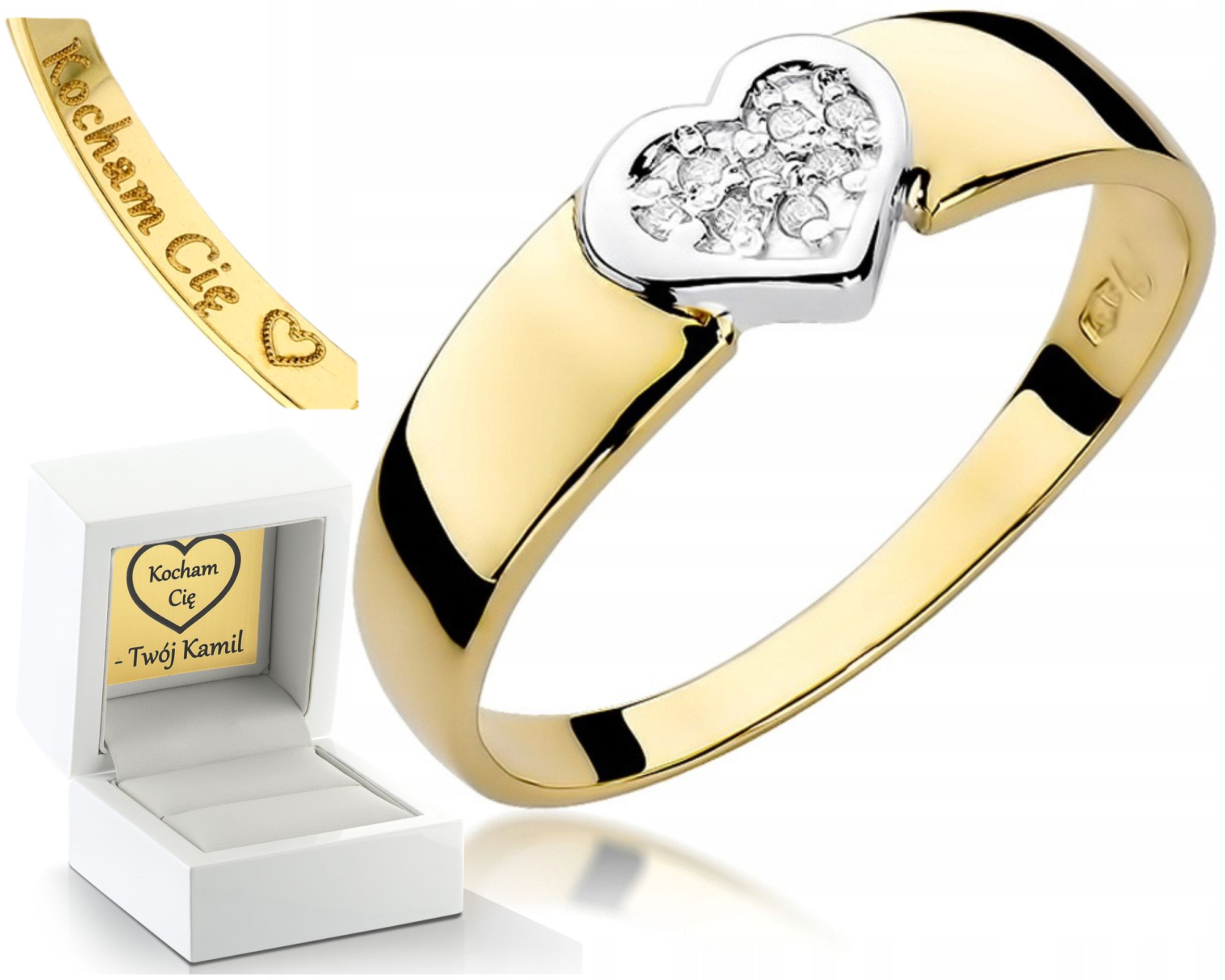 Zlatý Prstýnek S Diamantem 585 Srdce Valentýna