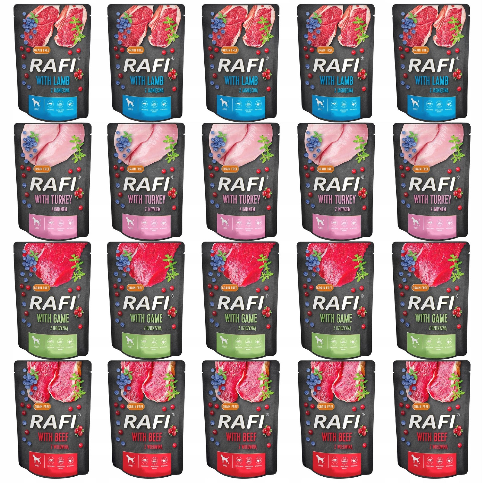 Levně Rafi Krmivo mokré pro psy Dolina Noteci Mix Chutí 20 x 300 g bez obilovin