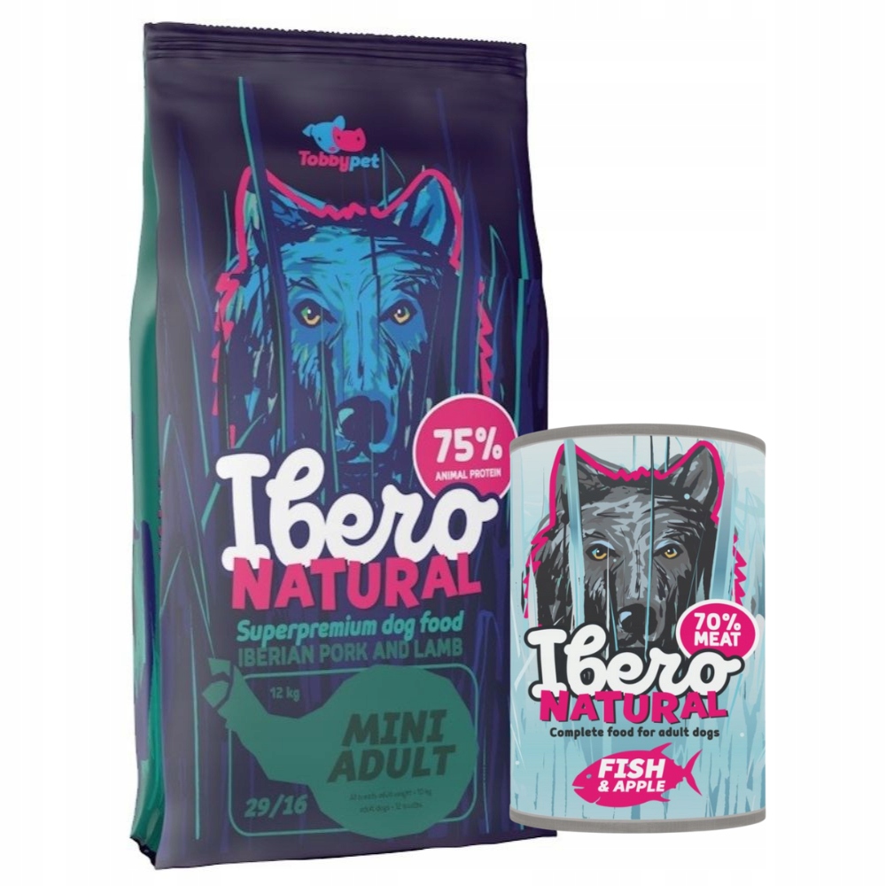 Levně Balíček pro malé psy: Ibero Mini Adult 3 kg Fish & Apple 400 g