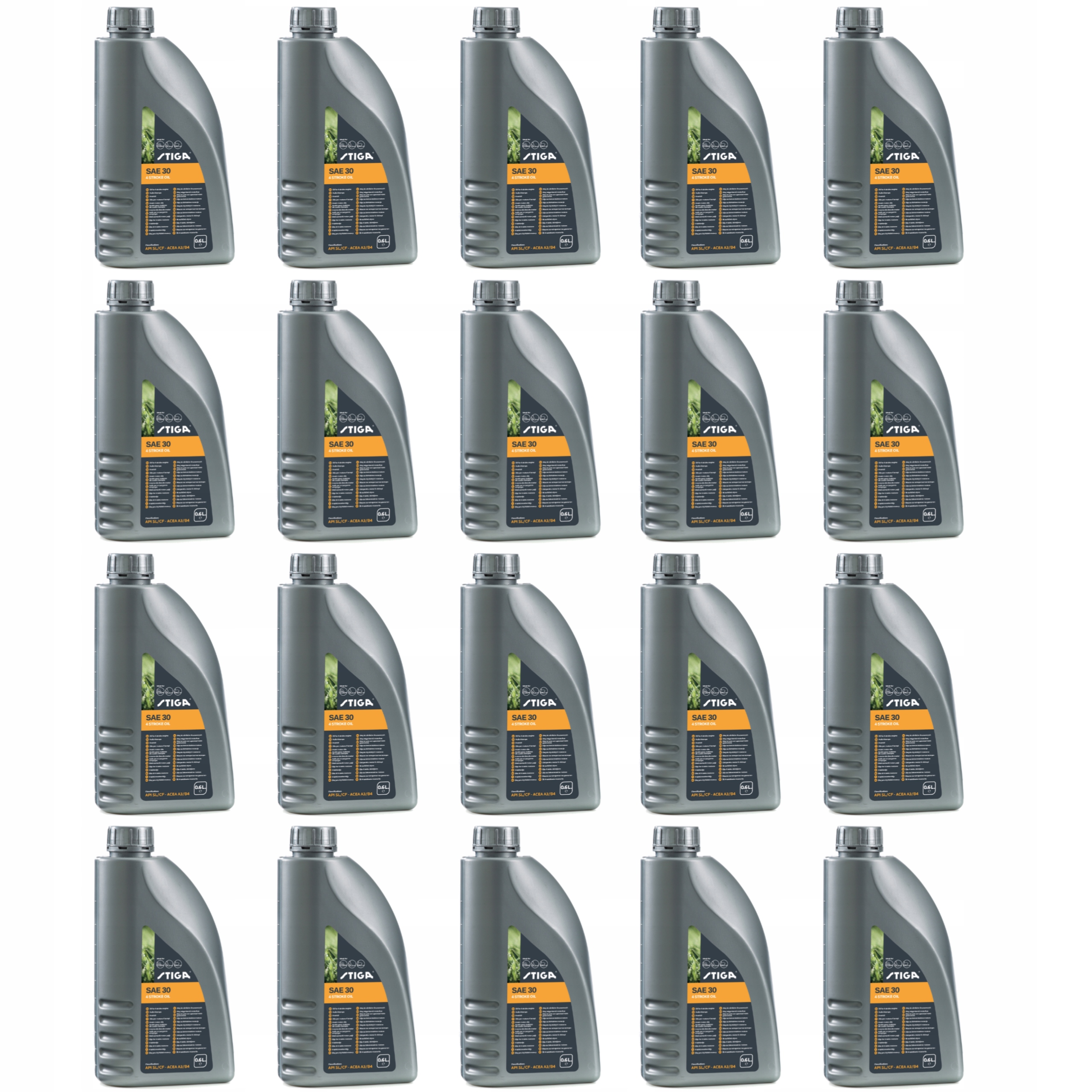 20 x OLEJ SILNIKOWY DO KOSIARKI KOSY STIGA SAE 30 0,6L ZESTAW NA CAŁY SEZON