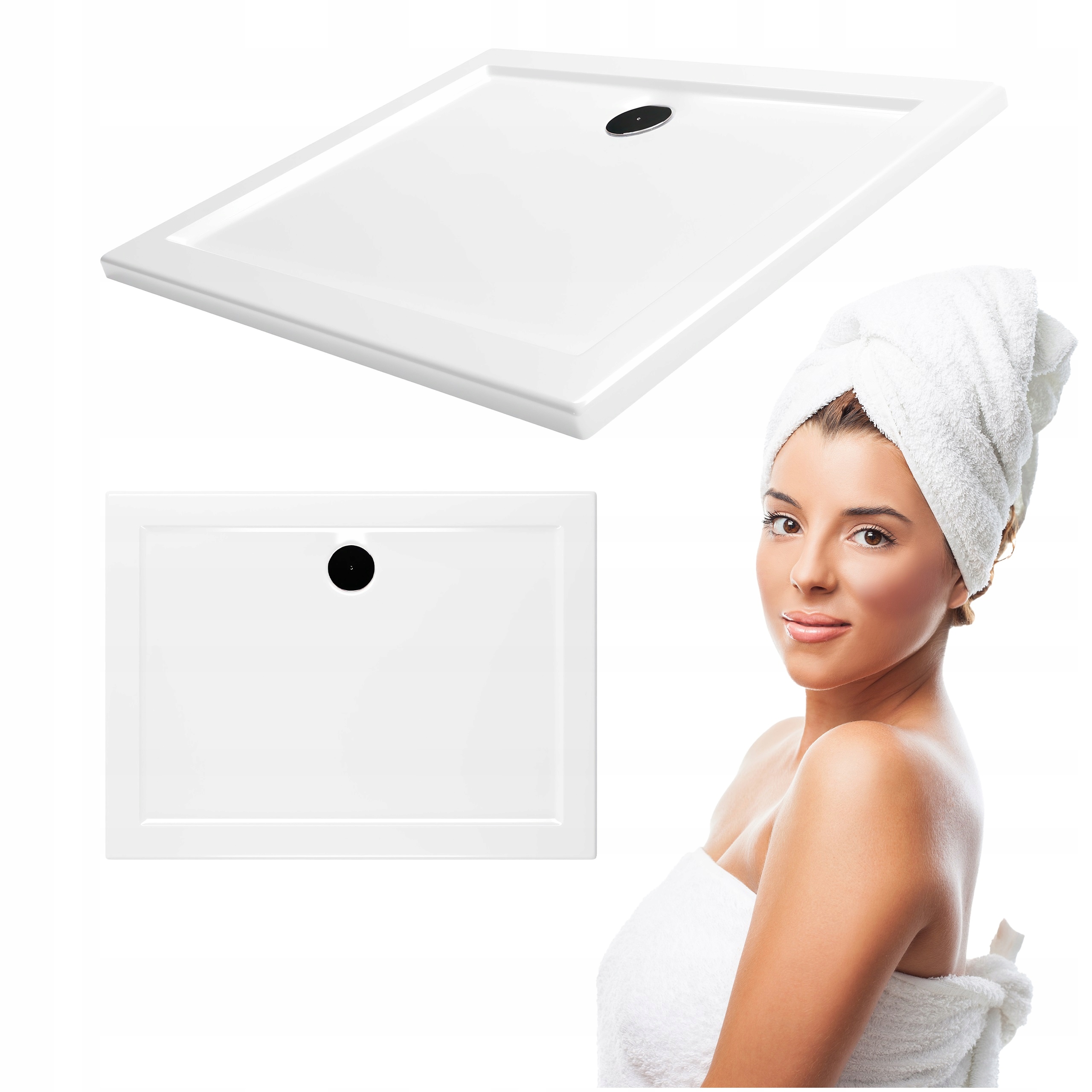 Brodzik Prysznicowy Prostokatny 120X90 Akrylowy Wolnostojacy Biały 12.5 CM