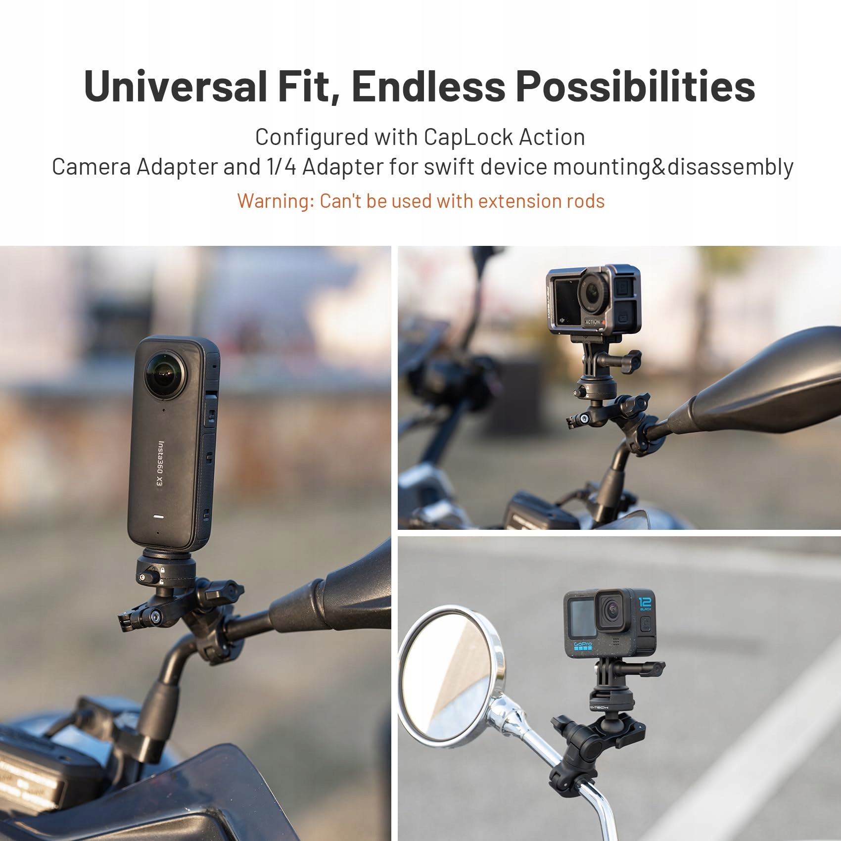 PGYTECH Aluminiowy Uchwyt Lusterka 360° dla Kamer GoPro DJI Insta360 — miniatura 5
