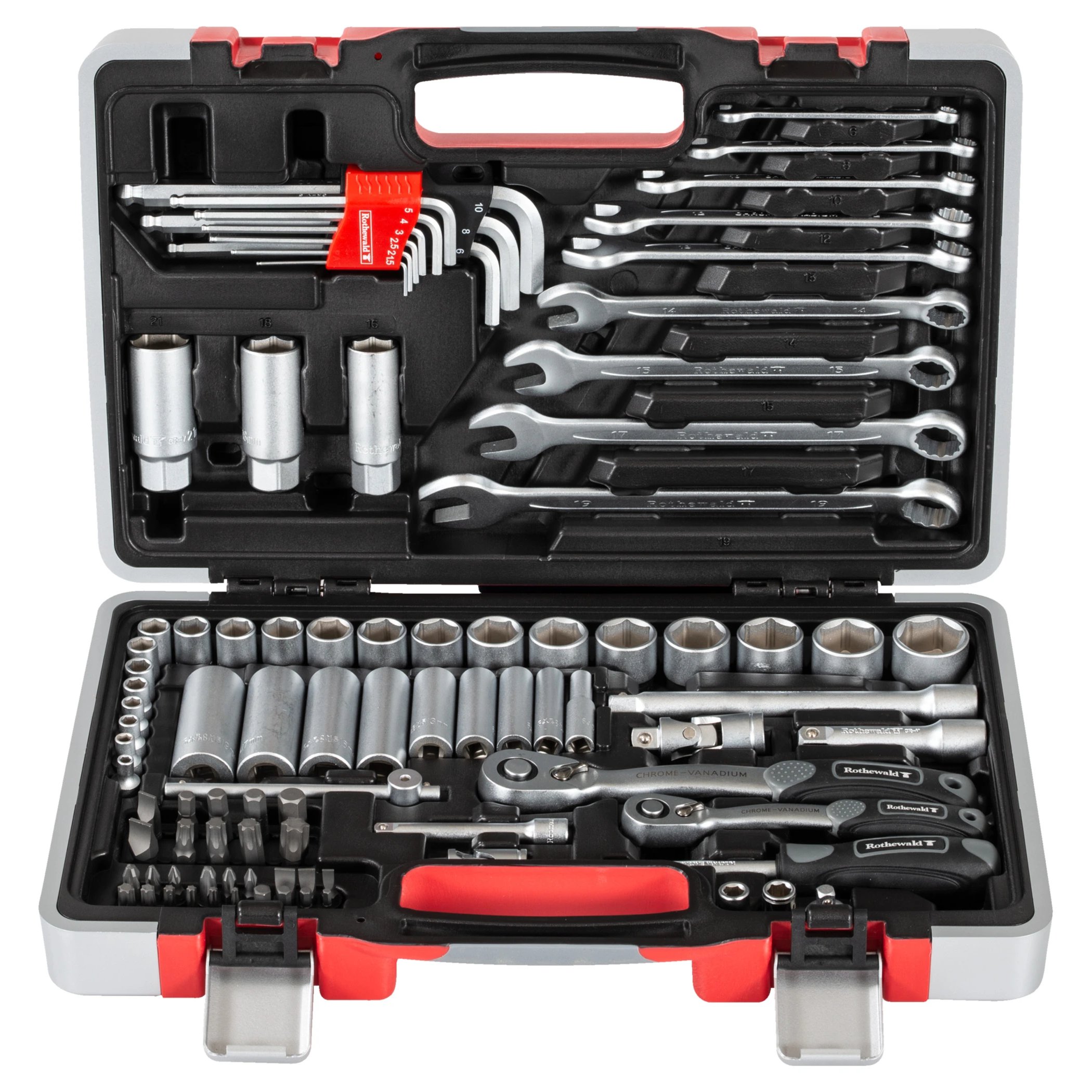 ZESTAW NARZĘDZI klucze metryczne 92-częściowy Rothewald Marka Rothewald
