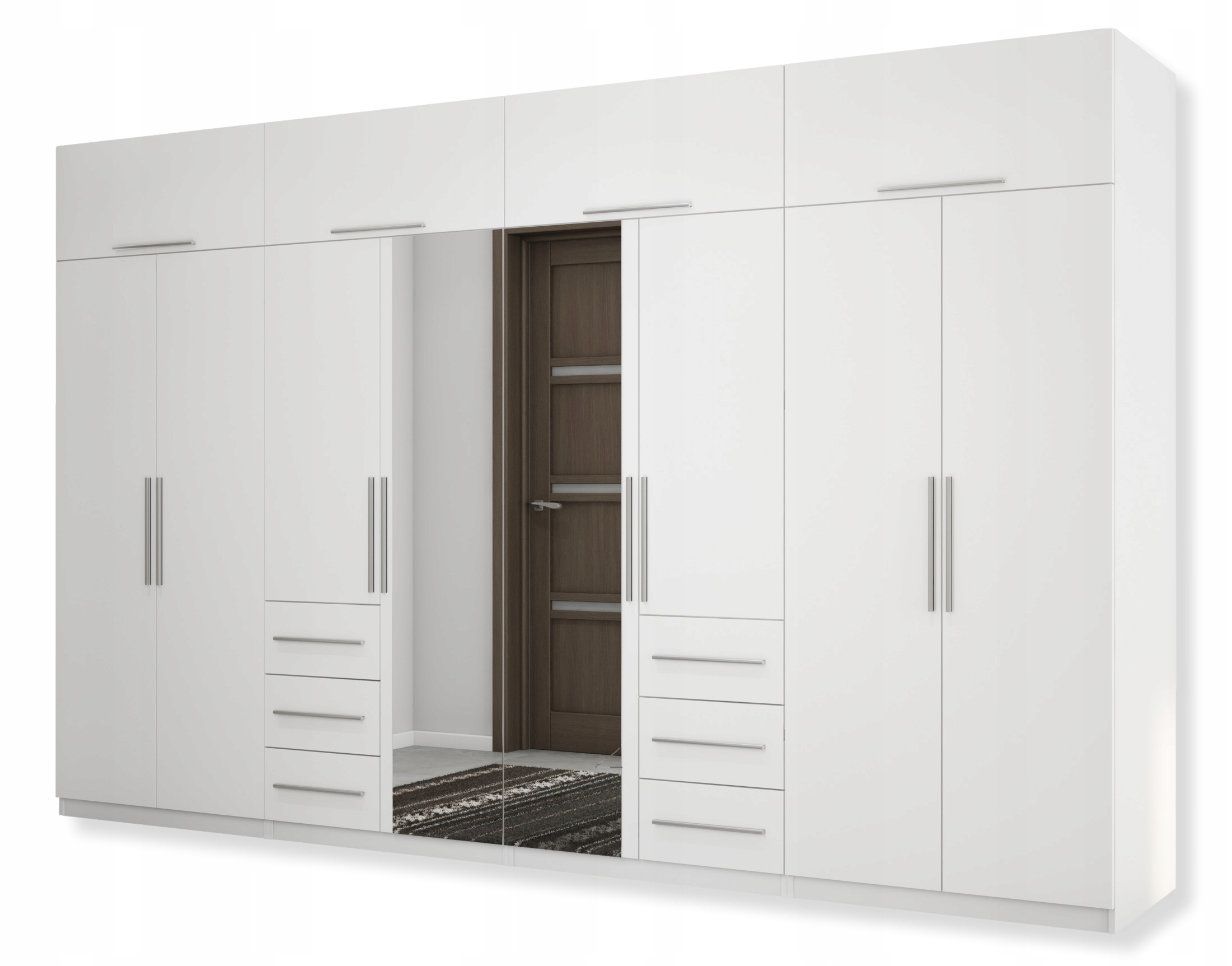 

Szafa Ubraniowa 360 cm z Dwoma Lustrami Nowoczesna