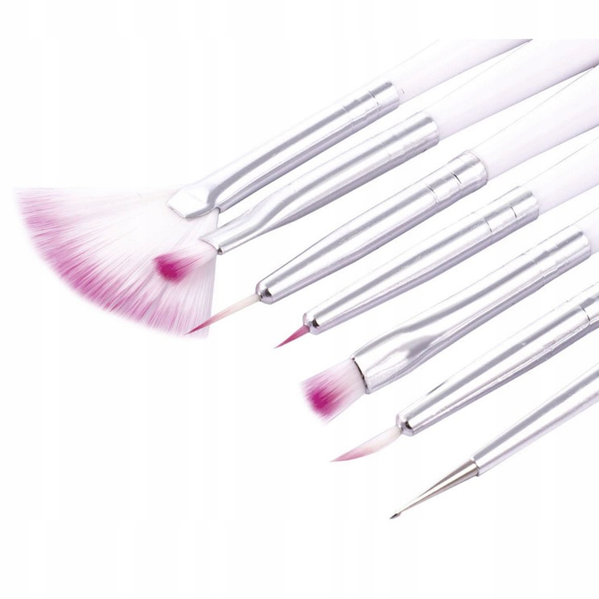 

Pędzelki do żelu zdobień manicure zestaw 7szt biał