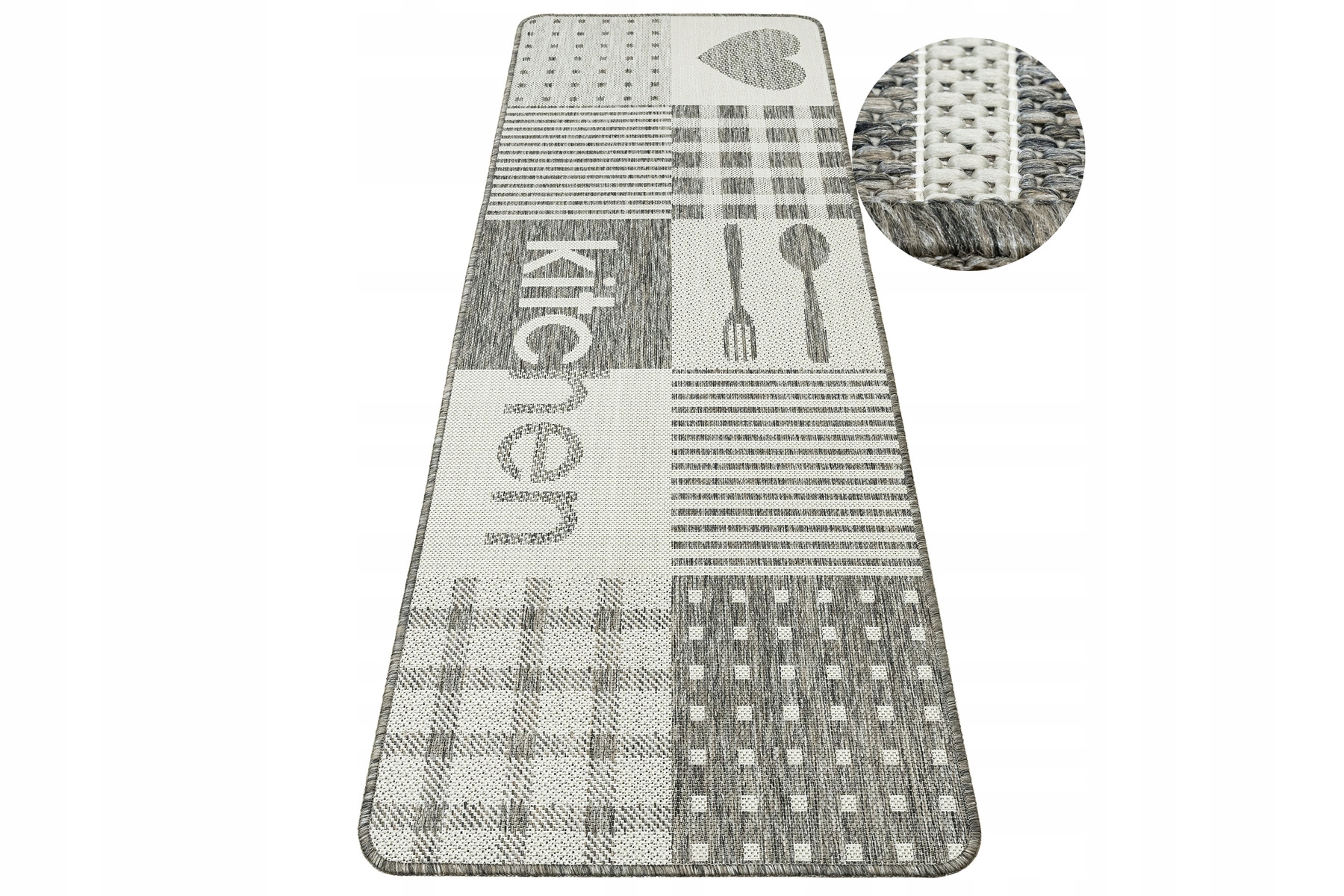 Dywanik Antypoślizgowy Sizal Beżowy Szary Trwały Do Kuchni Flex 67x200 cm