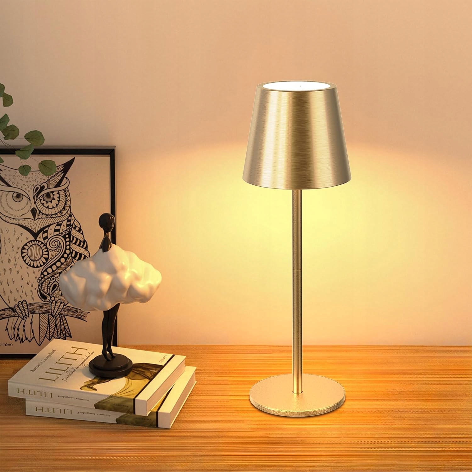Led Stolní Lampa Bezdrátové Dotykové Ovládání Odstíny Zlaté Barvy