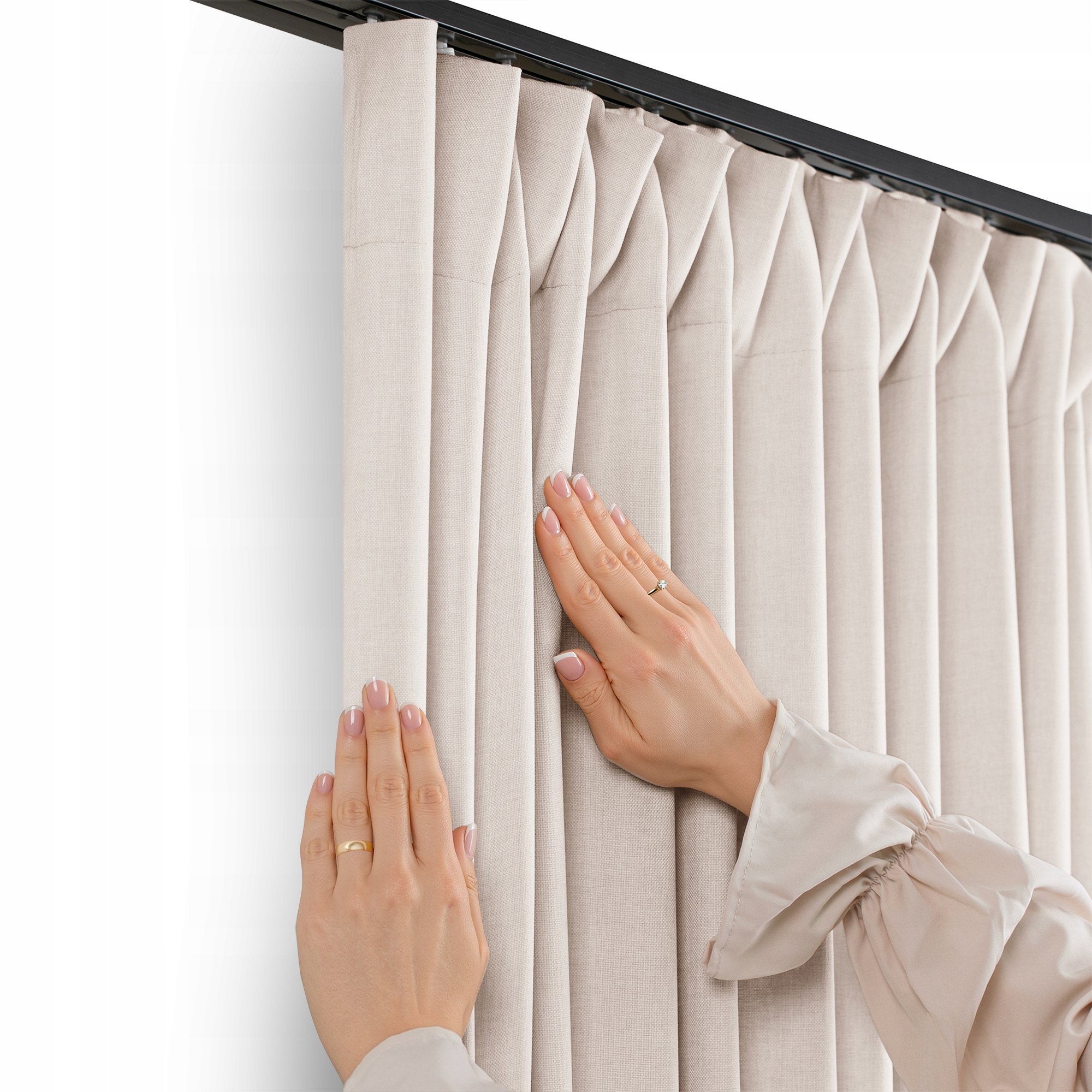 Filumi Záclona teplá béžová štruktúra zvlnená páska do jedálne 320x300