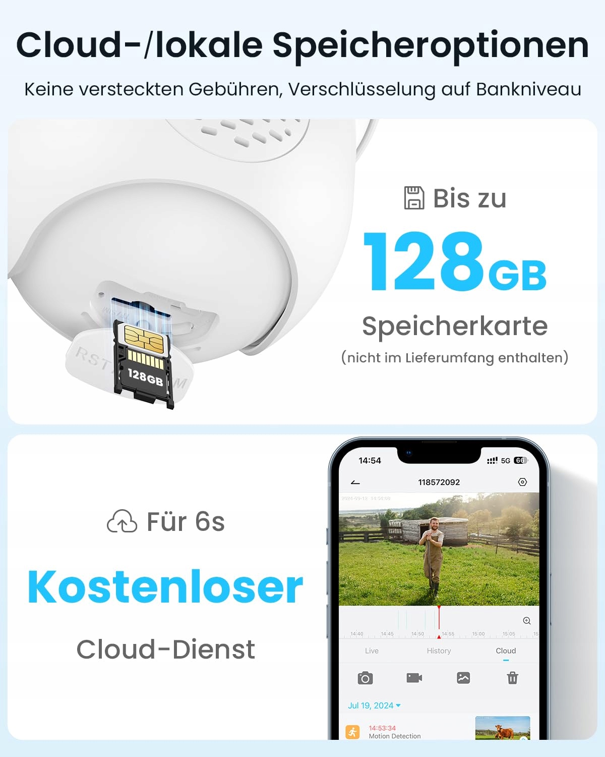 IEGEEK Kamera Zewnętrzna 4G LTE 2K Solarna z SIM PIR 350° 15M Audio — miniatura 8