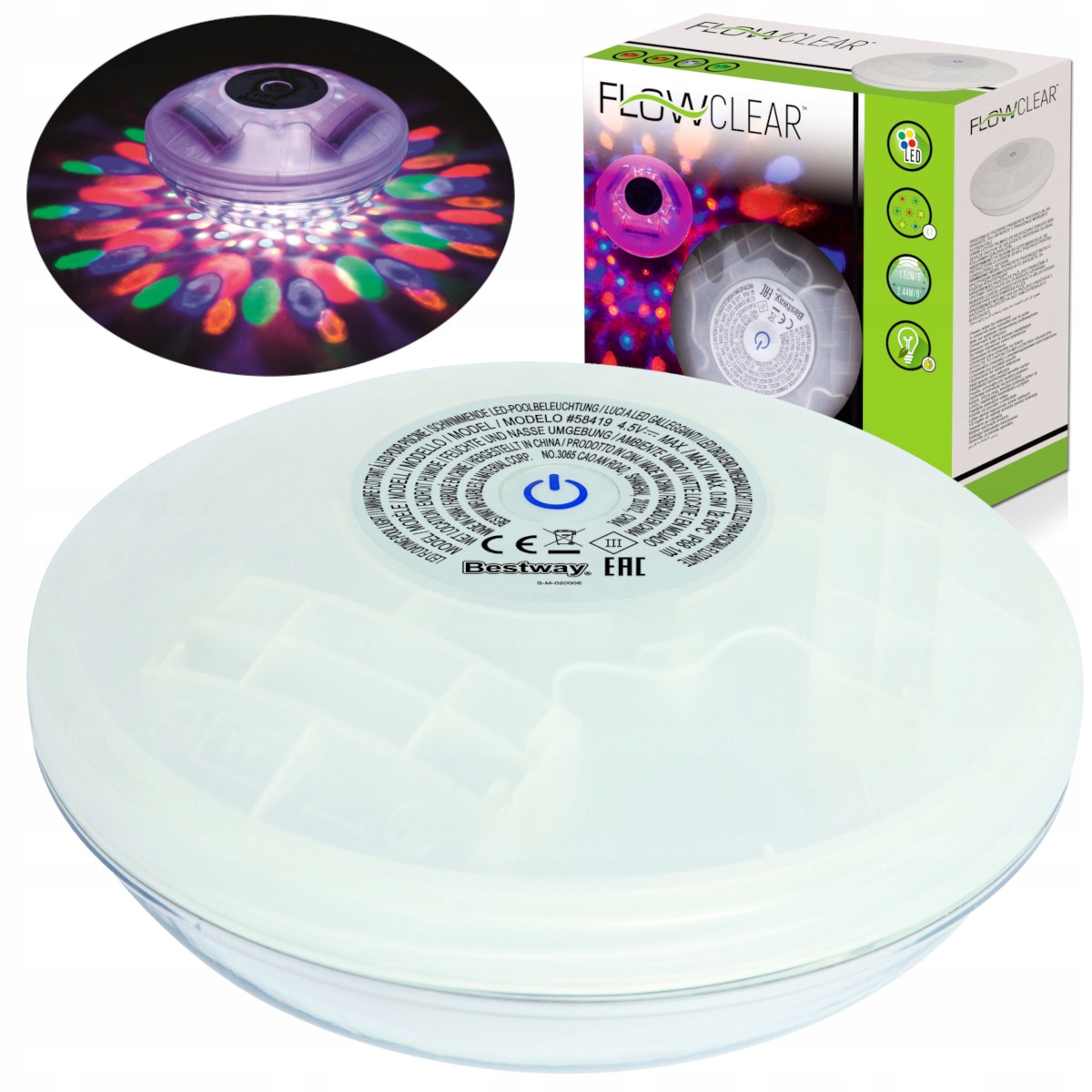 OŚWIETLENIE DO BASENU SPA JACUZZI LAMPKA BASENOWA PŁYWAJĄCA BESTWAY 58419