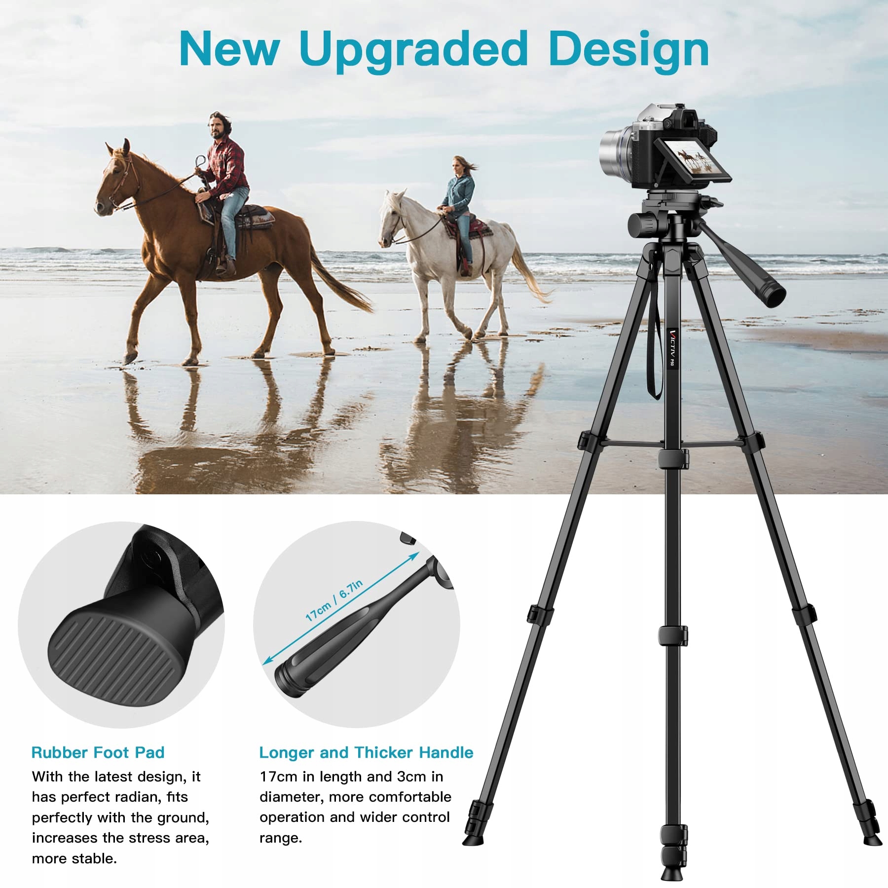 VICTIV Statyw Kamera Telefon 172cm Aluminiowy Tripod DSLR iPhone Sony — miniatura 5
