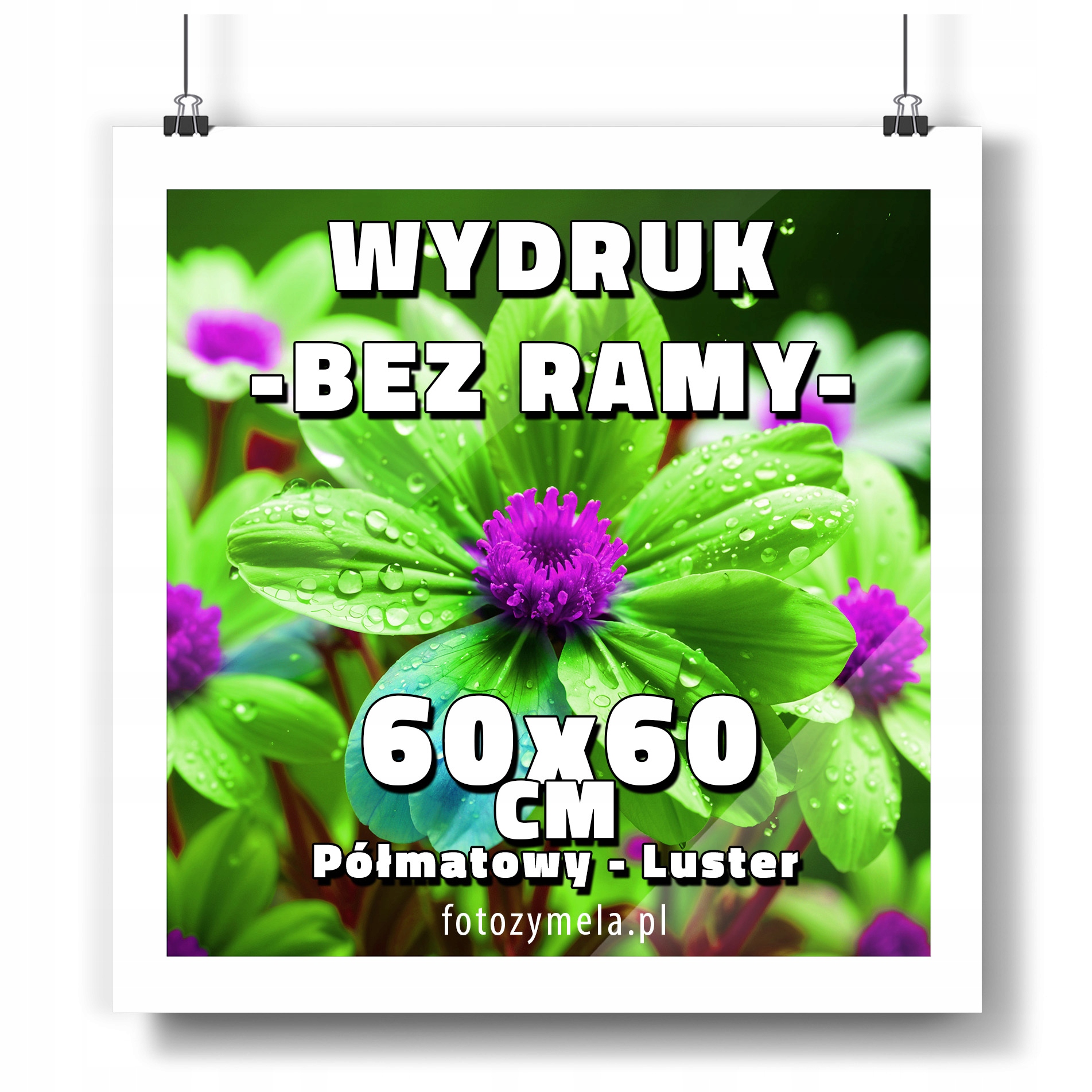 POWIĘKSZENIE ZDJĘCIA 60x60 Odbitka 1:1 ZDJĘCIE DO RAMKI plakat PÓŁMATOWY