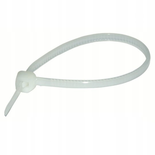 Opaski Kablowe Trytytki Zip Zaciskowe Mocne 380 x 7,6 mm Białe (100 sztuk)