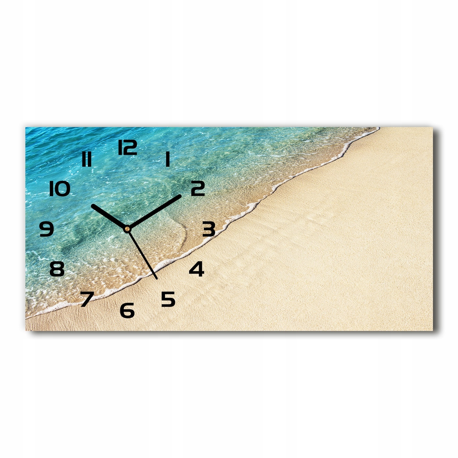 

Zegar ścienny szklany cichy Fala na plaży 60x30 cm