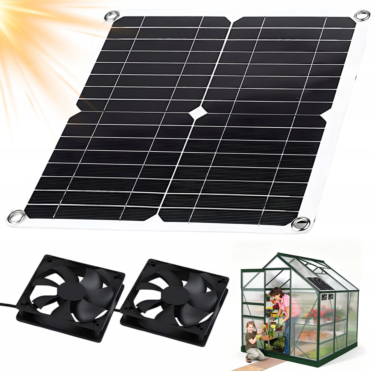 Solární Ventilátor, Venkovní Solární Panel, Dvojitý Odtahový Ventilátor