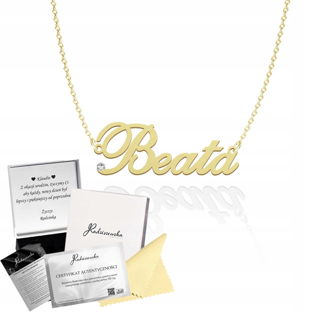 Zlatý náhrdelník s jménem Beata Řetízek Stříbro 925 Dedikace Bonus