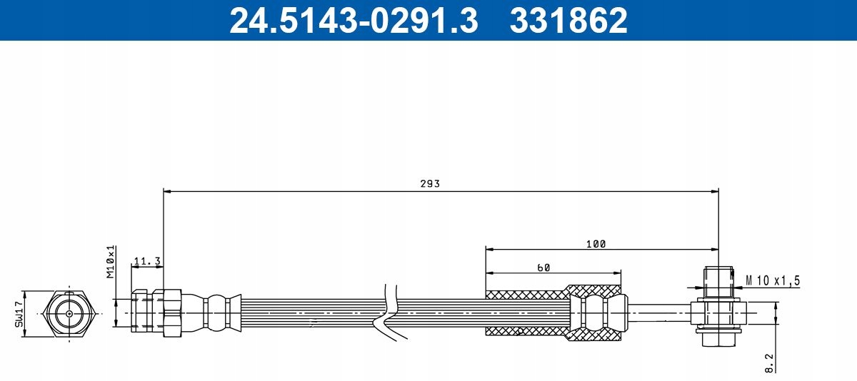 ATE 24.5143-0291.3 тормозной шланг