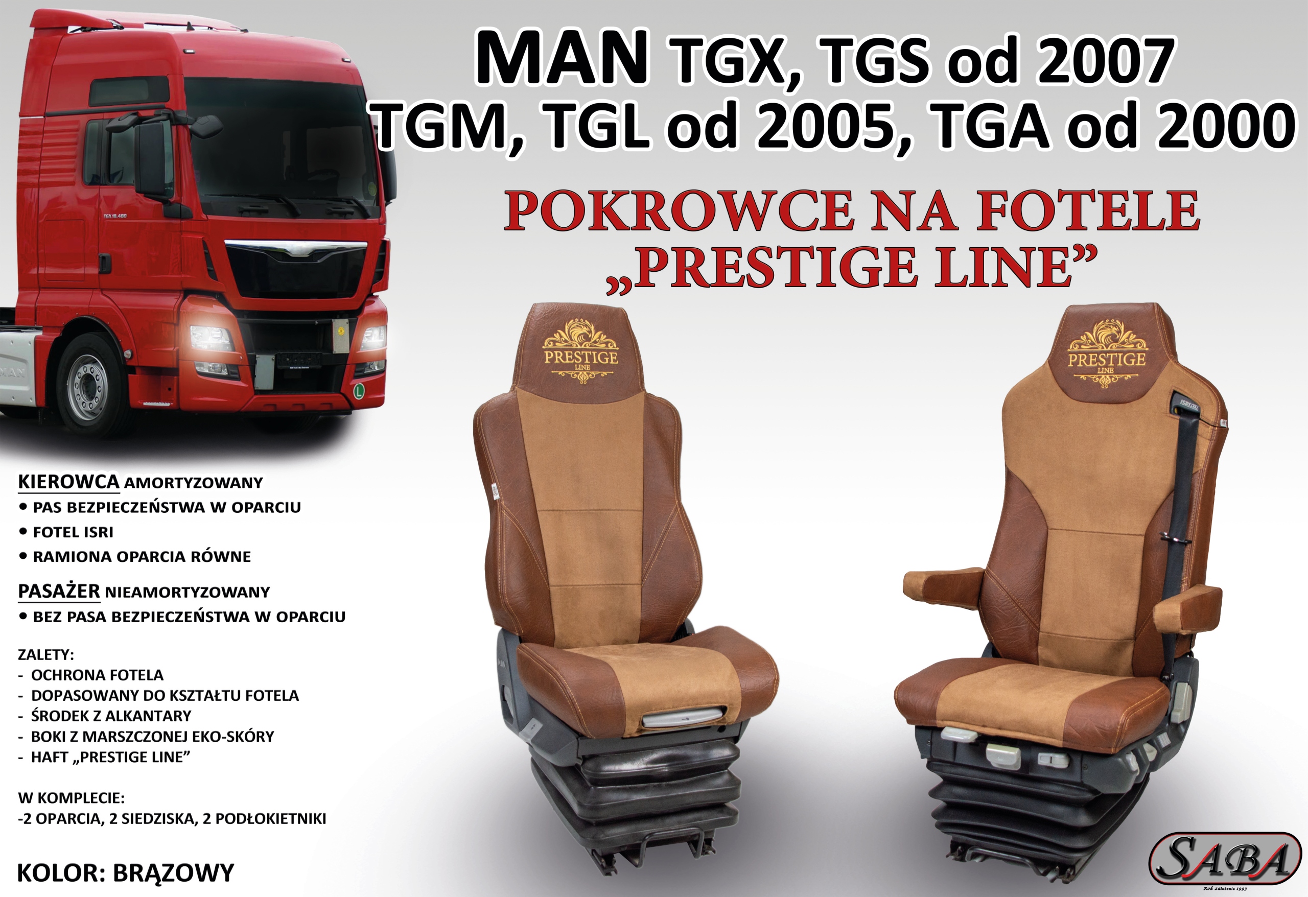 Pokrowce na fotele PRESTIGE LINE MAN TGX, TGS, TGA Rodzaj Dedykowane
