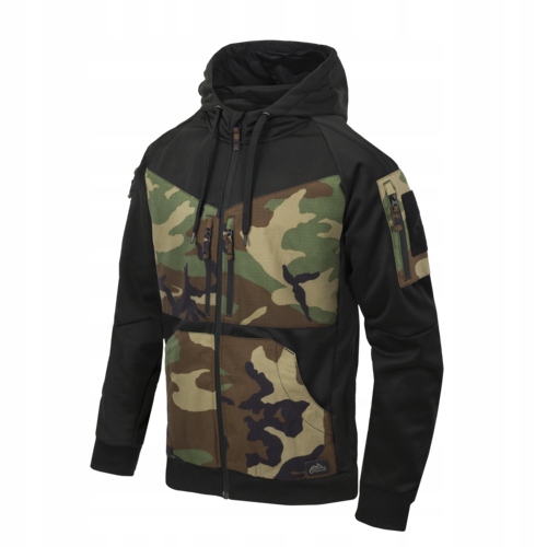 Mikina Helikon Rogue Hoodie FullZip Černá Us Woodland Taktická vel L