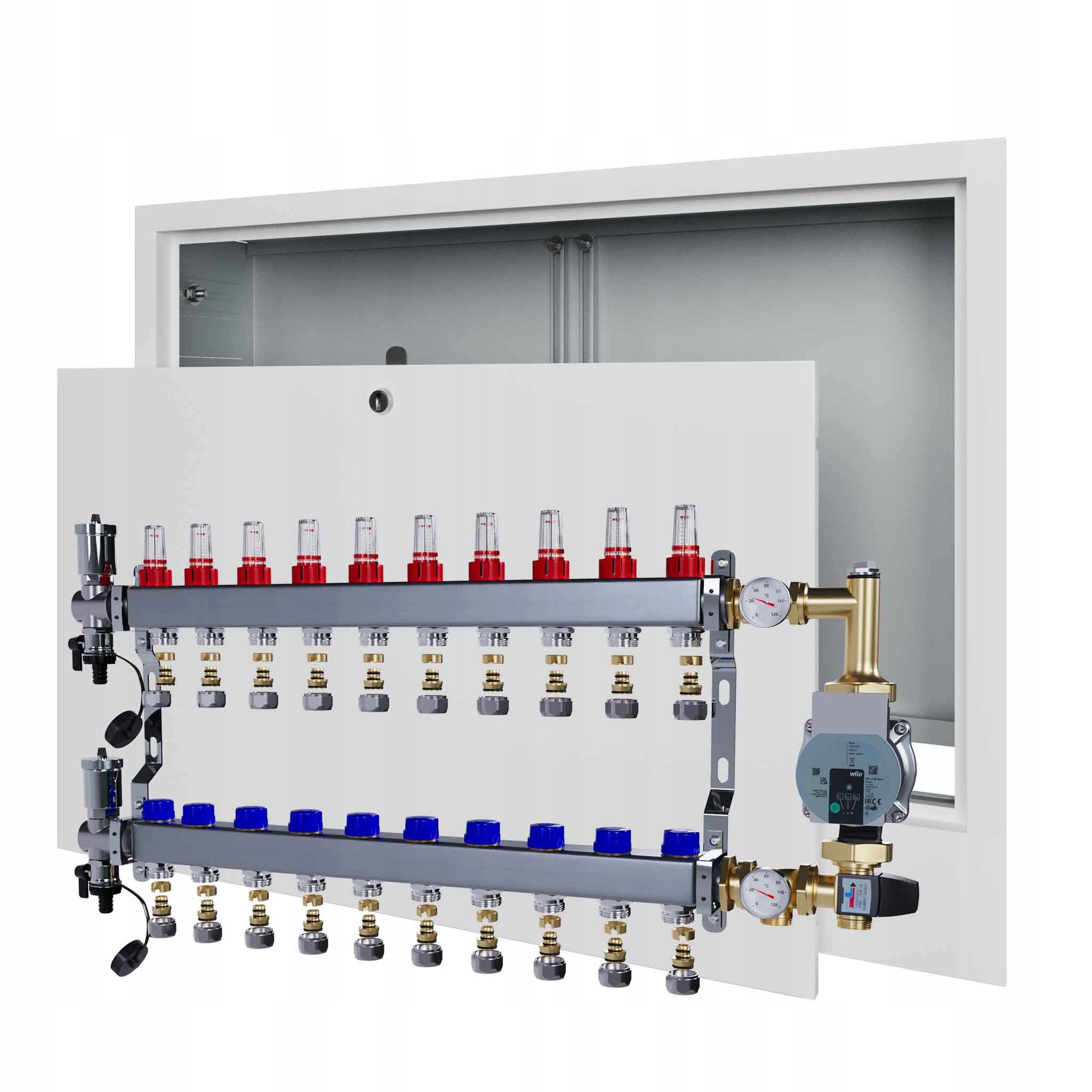 Nerezový rozdělovač pro podlahovku 10 čerpadlo Wilo podomítkový box Pex