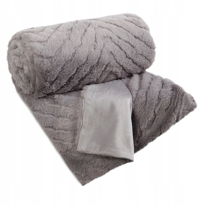 Deka přehoz Kate 150x200 Stříbrná kožešinová nadýchaná s 3D efektem