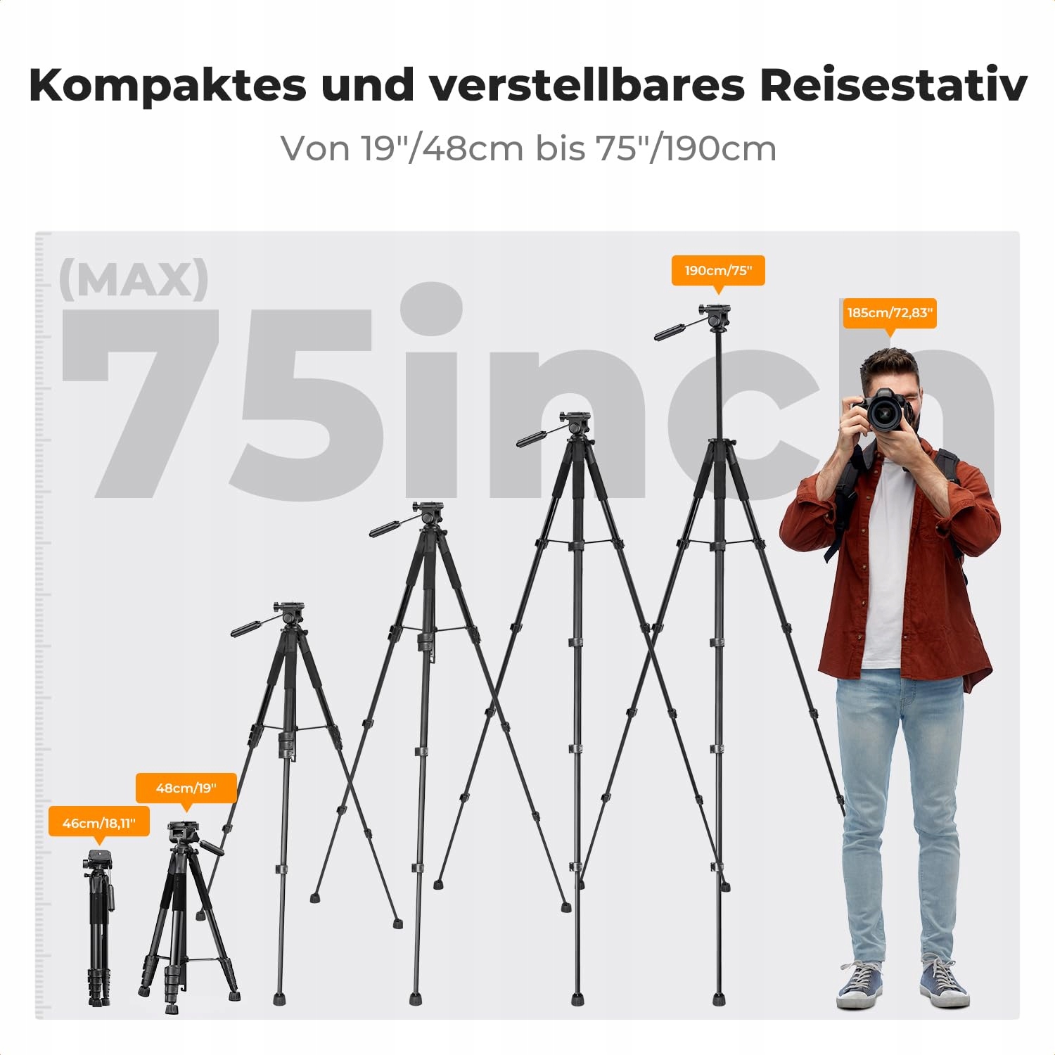 K&F CONCEPT Lekki Statyw 190cm Do Aparatów i Smartfonów Z Torbą — miniatura 4