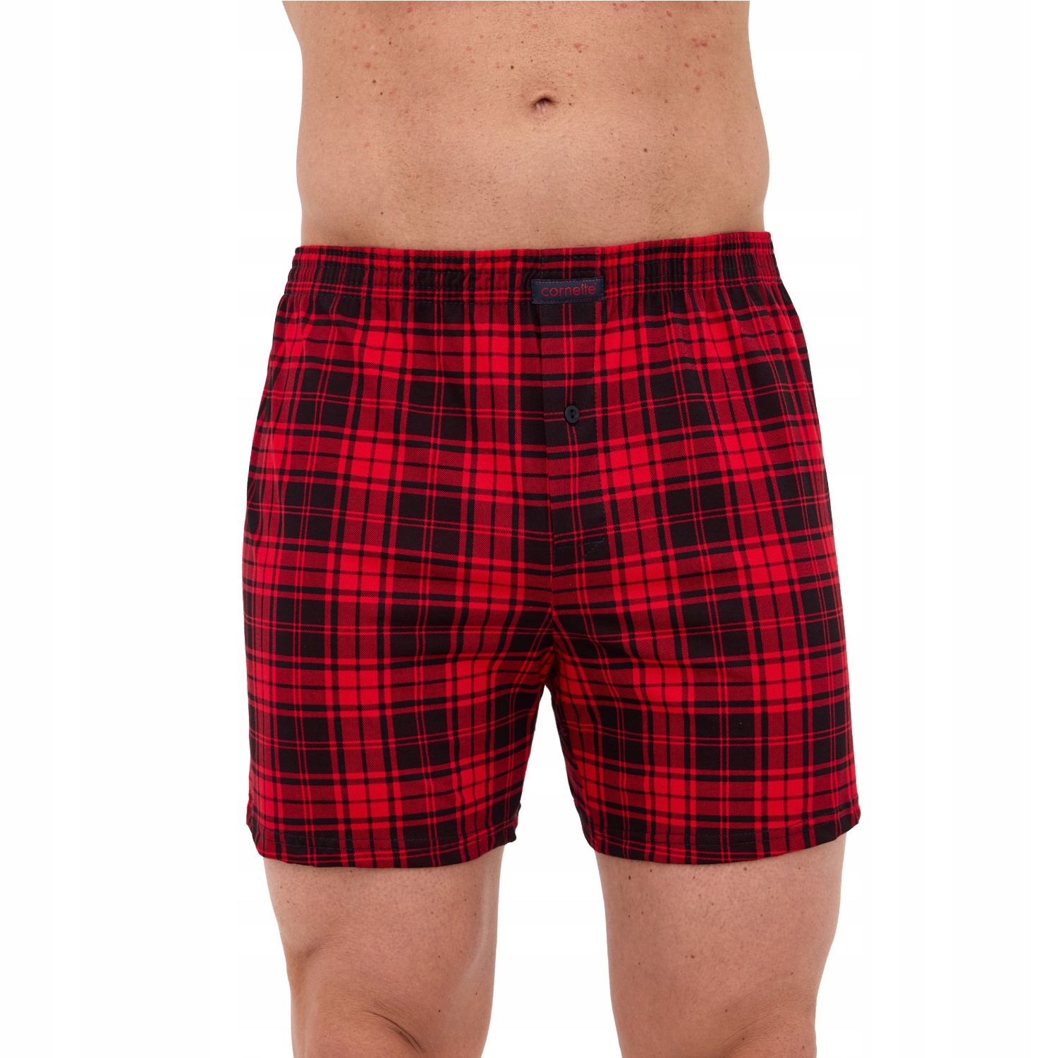 CORNETTE bokserki COMFORT box luźne 002/324 czerwona kratka XL Rozmiar XL
