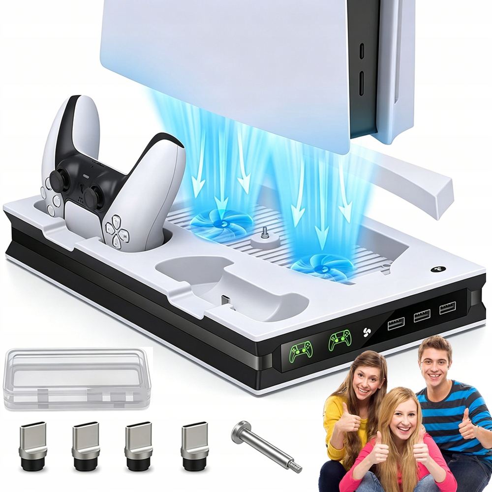 Podstawka do PS5 Slim/Pro z wentylatorem Chłodząca stacja ładująca 2W1