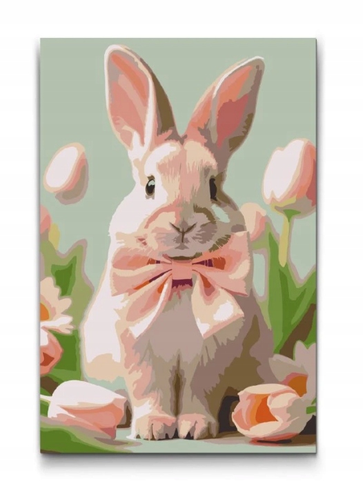 Malování Podle Čísel Králík Velikonoce zajíc Květiny Tulipány Růžové 40x60cm
