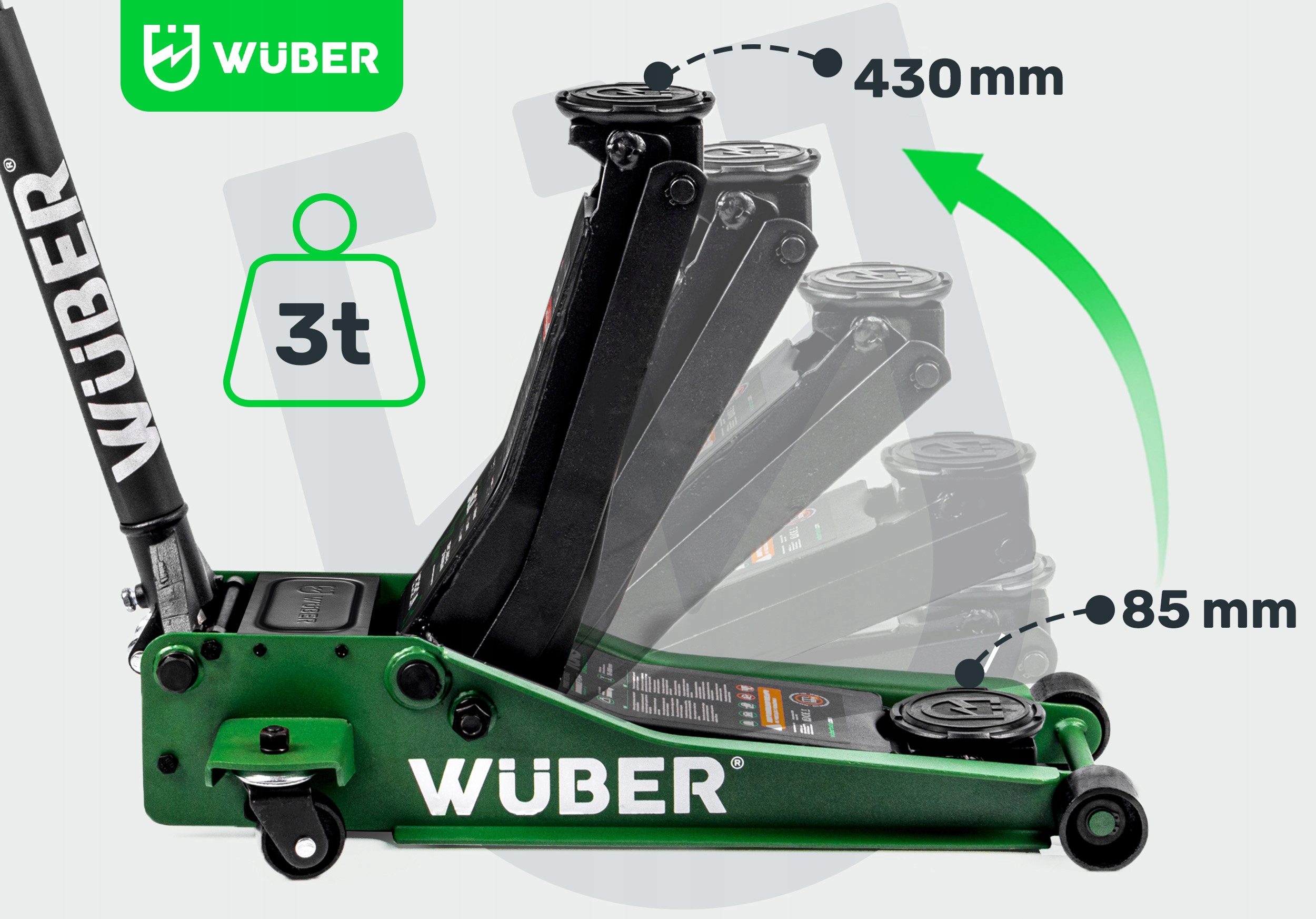 PODNOŚNIK SAMOCHODOWY LEWAREK ŻABA NISKOPROFILOWY 3 TONY ZAKRES 85-430MM 3T Kod producenta W22022 PODNOŚNIK HYDRAULICZNY ŻABA LEWAREK 3T