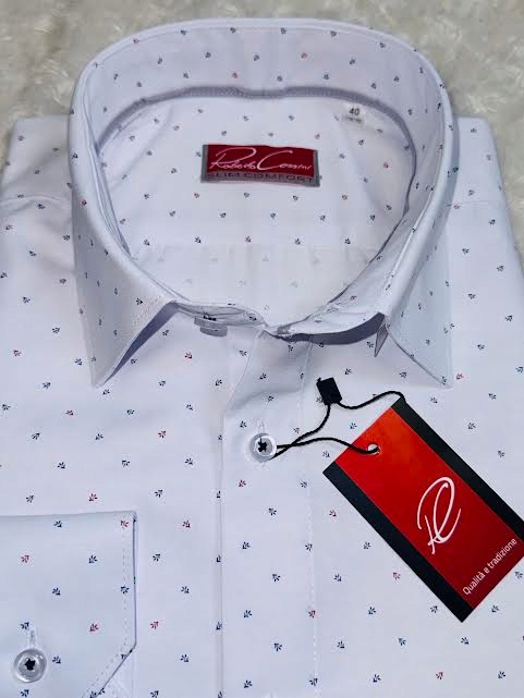Roberto Cossini pánská košile slim bílá vzor dlouhý rukáv 46 176/182 K/24/33
