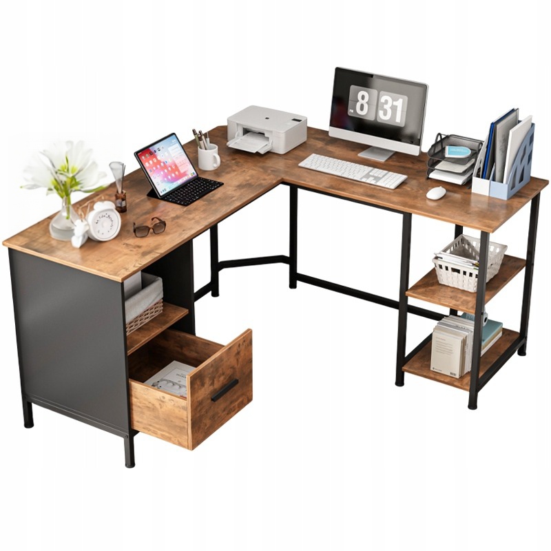 Počítačový Stôl Rustikálny Loft Vintage Industriálny Tmavohnedý