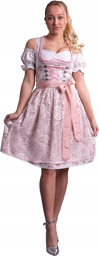 Golden Trachten Růžová Šaty S Volánem 36 Jqc