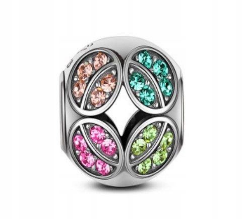 Prolamovaný přívěsek 925, barevné zirkony, na náramky 3 mm, 12 x 12 mm, 3.69 g